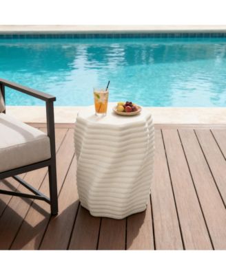 Sculptural MgO Patio Table, Tall Round Side Table for Outdoor Spaces