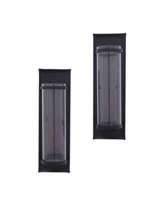 Rectangle Metal Pillar Candle Sconces with Glass Inserts Set of 2