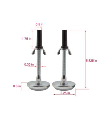 Set of Six Adjustable Metal Bed Frame Glides with Nylon Floor Protecting Base