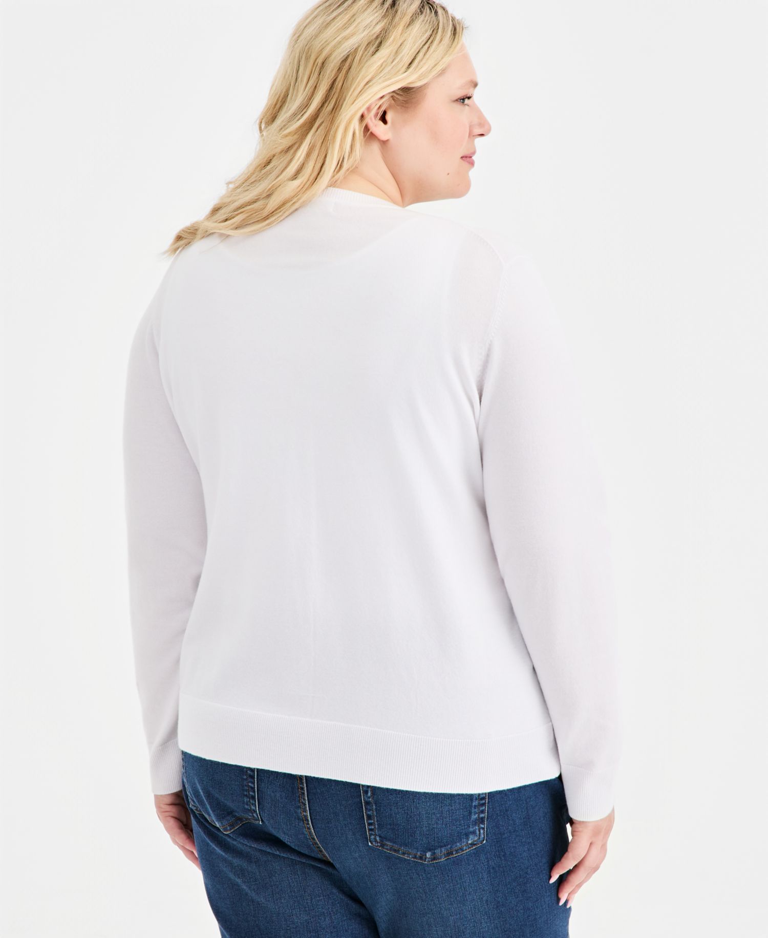 Plus Size Button-Down Long-Sleeve Cardigan