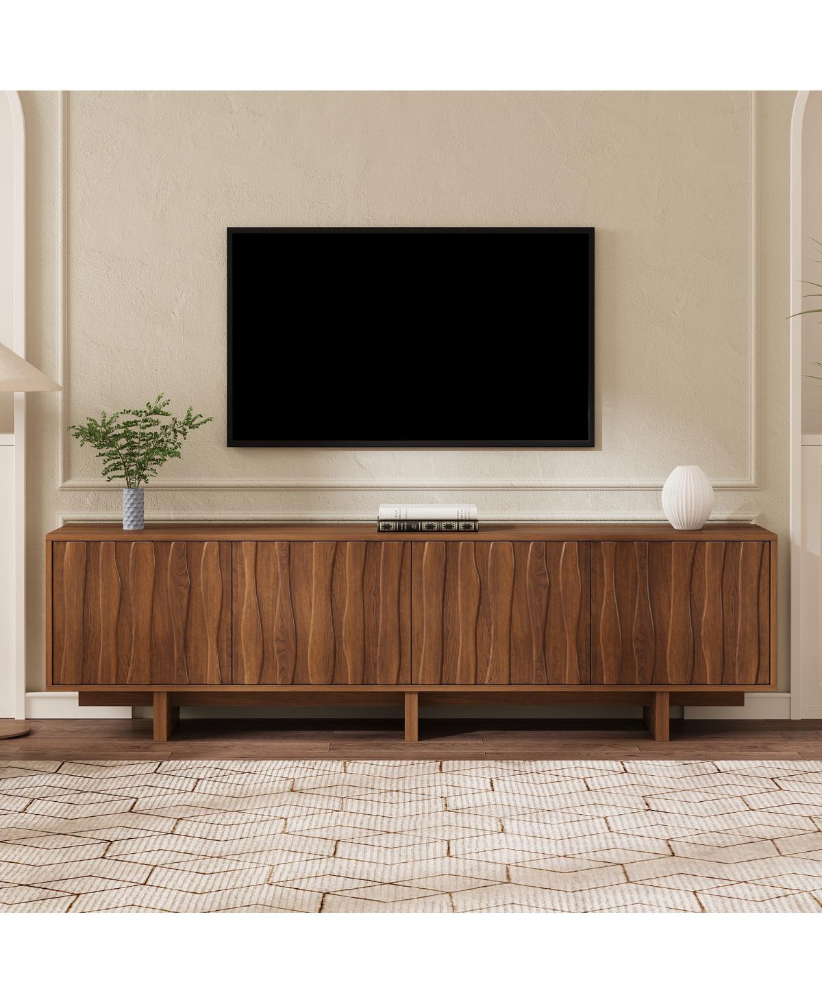 Streamdale Furniture Retro Wood Grain Tv Stand for TVs up to 75", Rustic Media Console