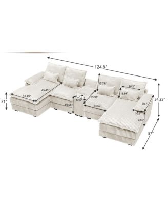 5-piece U-shaped sofa w/ console, USB ports & 4 pillows.
