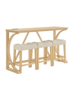 59" Bar Table Set with 3 Stools & Power Outlet