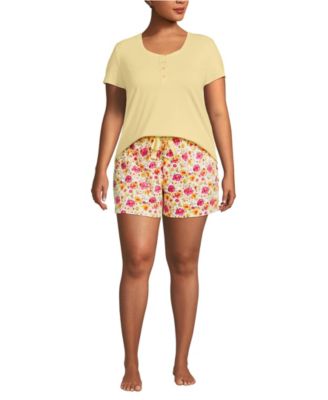 Plus Size Knit 2 Piece Pajama Set - Short Sleeve Top and Shorts