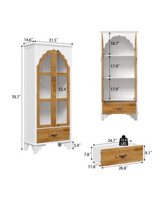 Wooden 3-Shelf Standard Bookcase with Acrylic Door, Drawer