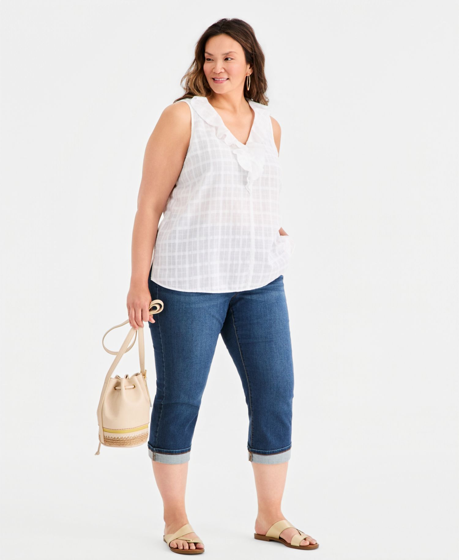 Petite Cotton Sleeveless V-Neck Top