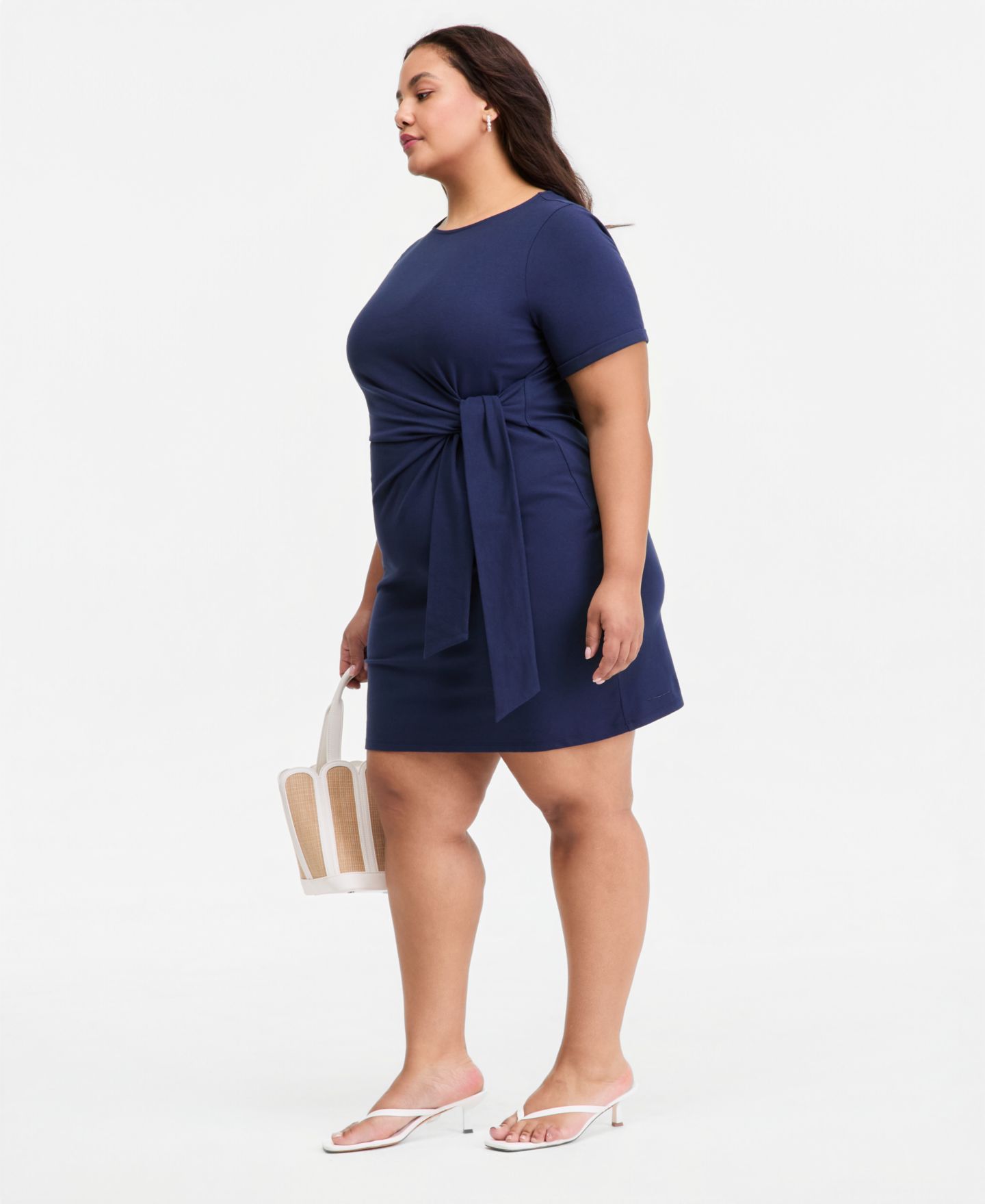 Женское платье On 34th Trendy Plus Size Tie-Side Mini, цвет: Синий — фото 3
