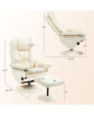 Swivel PU Leather Recliner and Ottoman with Adjustable Backrest
