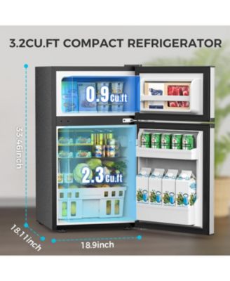 3.2 Cu.Ft Compact Refrigerator with Freezer, Double Door
