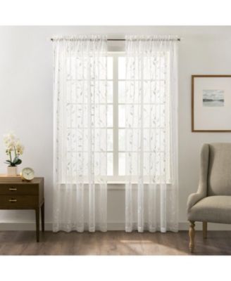 Chatham 100% Polyester Embroidered Sheer Rod Pocket Curtain Panel 52" x 84"