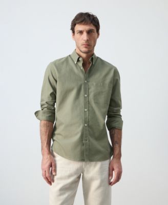 Men's Cotton Striped Regular-Fit Oxford Shirt