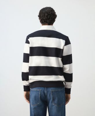 Men's Cotton Striped Polo Sweatshirt
