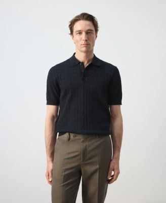Men's Cotton Braided Knitted Polo Shirt