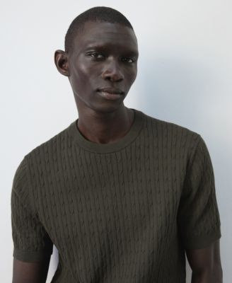 Men's Cotton Cable-Knit T-Shirt
