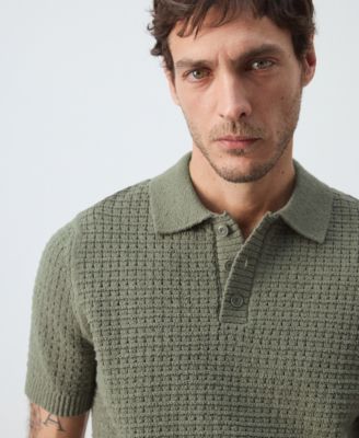 Men's Waffle Knit Polo Shirt