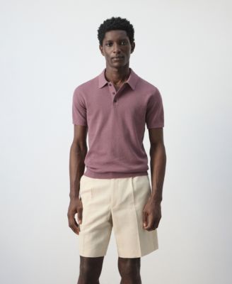 Men's Microstructure Fine-Knit Polo Shirt