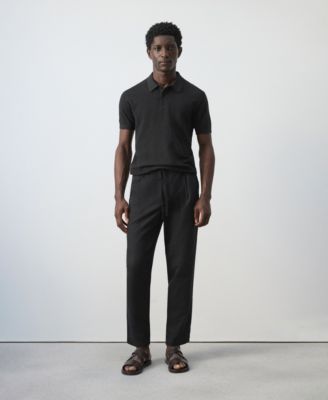 Men's Microstructure Fine-Knit Polo Shirt