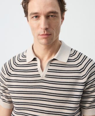 Men's Cotton Striped Knit Polo Shirt