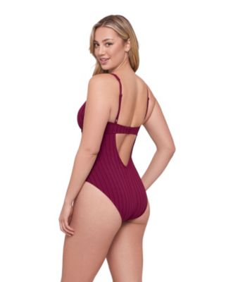 Women's Sculpting Wide Rib Scoop Neck Underwire One-Piece Swimsuit