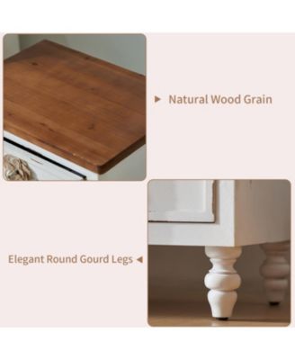  Vintage Farmhouse End Table - Rustic Nightstand, 3 Drawers, Distressed