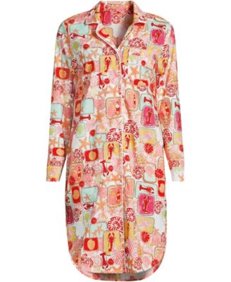 Women's Cotton Poplin Long Sleeve Sleepshirt Nightgown