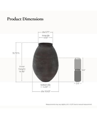 Cement Vase, 15.75" Tall Rustic Home Accent for Floor and Tabletops