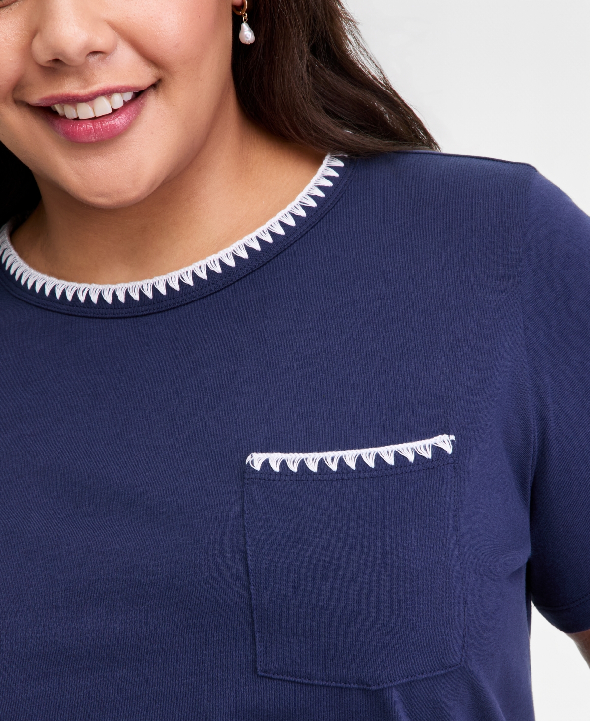 On 34th Trendy Plus Whipstitched Pocket T-Shirt, Macy's Exclusive