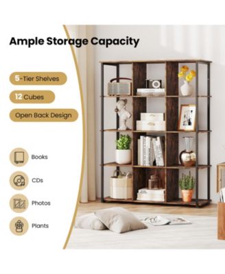 12-Cube Bookcase with 2 Anti-tipping Kits for Living Room