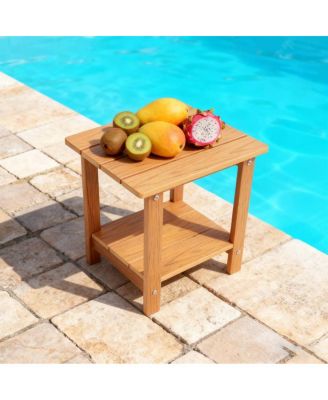  Wood-grain imitation side table with textured finish, perfect for outdoor picnics