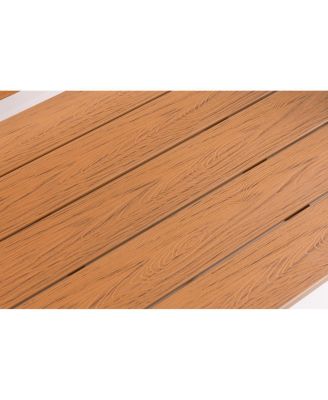  Wood-grain imitation side table with textured finish, perfect for outdoor picnics