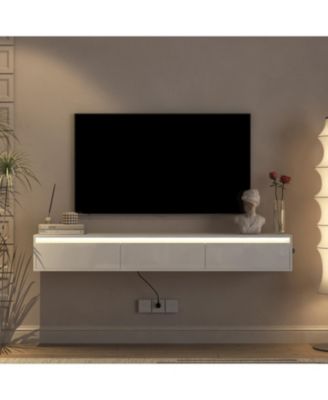 Floating TV Stand w/ LED & Power Outlet