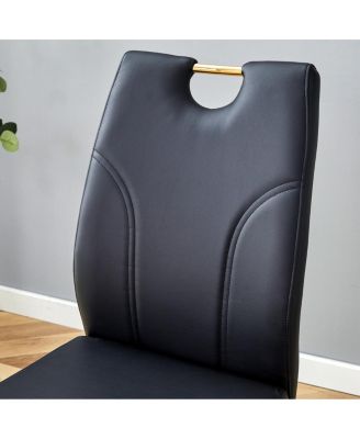 Marble dining table and chair set with gold decoration - modern