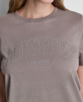 Women's Rhinestone Varsity Logo Relaxed-Fit Pull-On T-Shirt