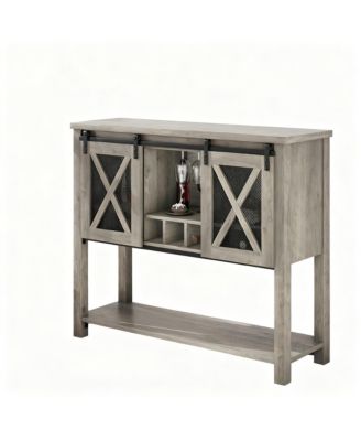 Buffet Cabinet Wine Coffee Bar Table Glass Rack Barn Mesh Door Kitchen Sideshelves