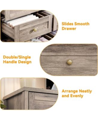 12 Drawers Wood Dressers for Bedroom, 63" Long Wooden Dresser for Living Room, Hallway, 16" Wide TV Stand Dresser for 65 Inch TV, Solid Wood