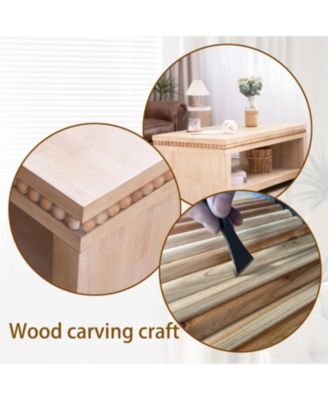 Modern Wood Coffee Table - 47" Rectangular, Open Shelf