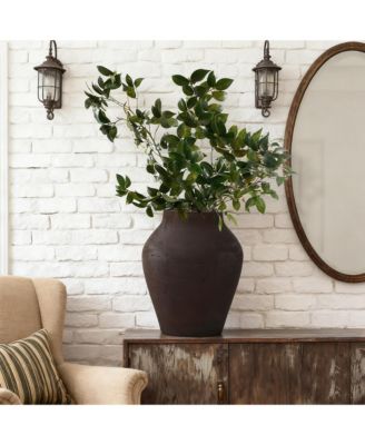 13.5" Brown Floor Vase, Cement Rustic Vases for Flowers, Large Vases for Decor Living Room, Decorative Terracotta Vase for Home Decor