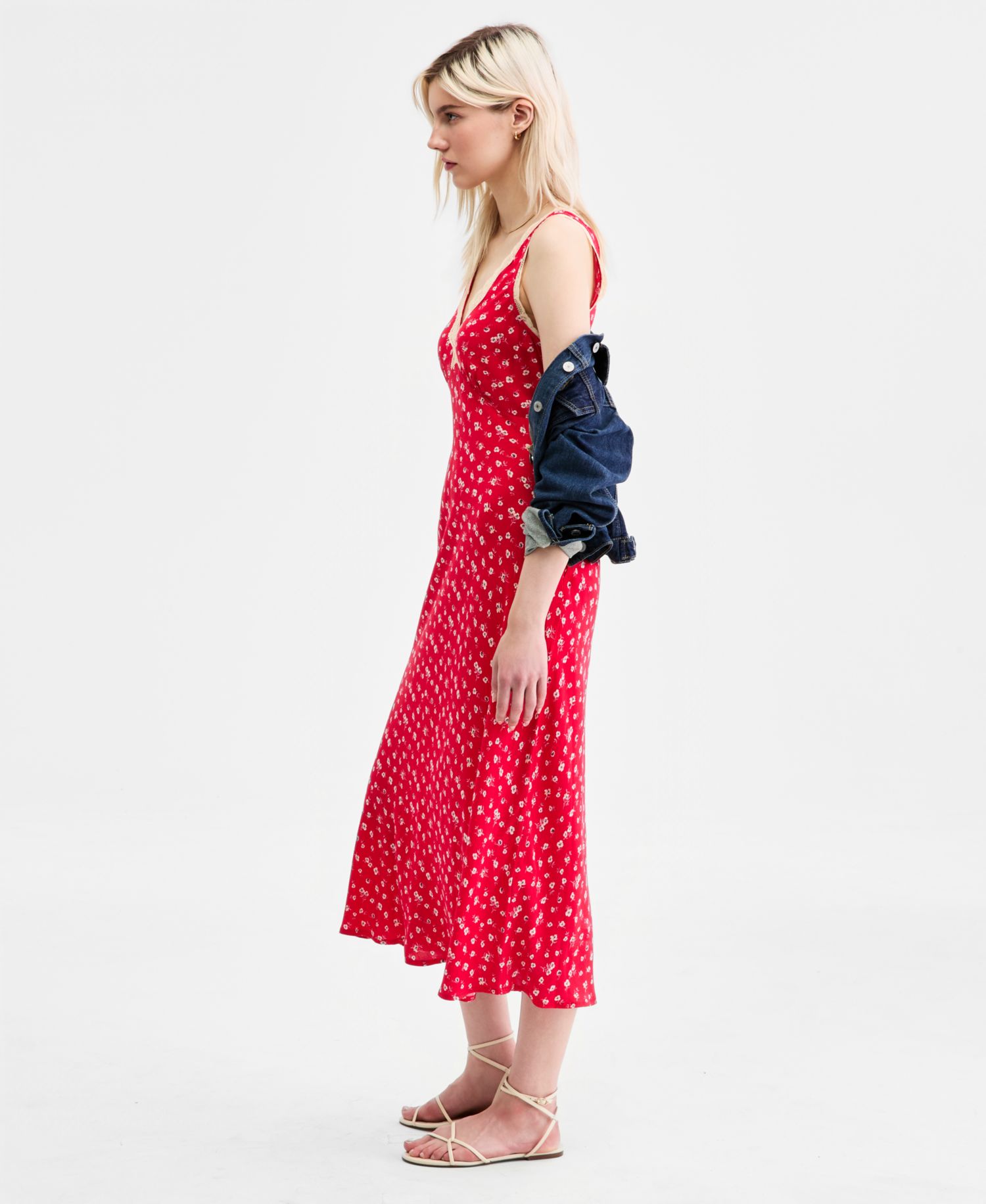 Women's Simone Printed Lace-Trim Midi Dress