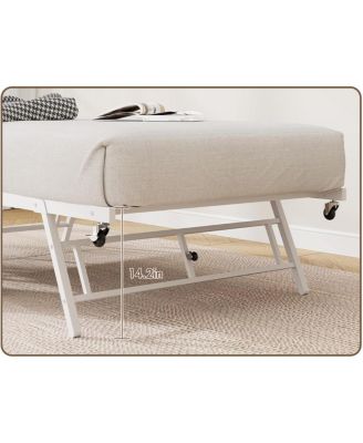 Twin Daybed with Trundle, Industrial Wood Grain Headboard, Steel Slats Support Sofa Bed for Bedroom, Living Room