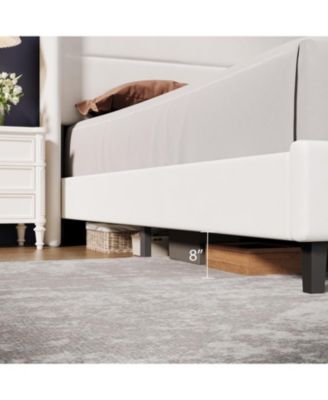 King Velvet Bed Frame with Wingback Headboard, Upholstered Platform Bed with Wood Slats, No Box Spring Needed