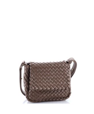 Mini Cobble Flap Shoulder Bag Padded Intrecciato Leather