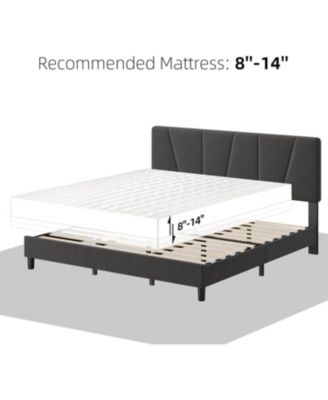 Linen Upholstered Platform Bed Frame with Adjustable Headboard, Wooden Slats Support, No Box Spring Needed, Easy Assembly.