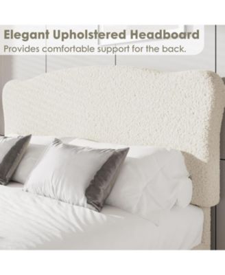 Upholstered Platform Bed Frame with Soft Rounded Headboard, Heavy-Duty Wooden Slats, Noise-Free, No Box Spring Needed