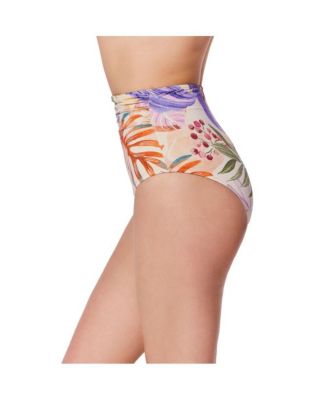 Women's Cherry Blossom Shirred High Waist Swim Bottom