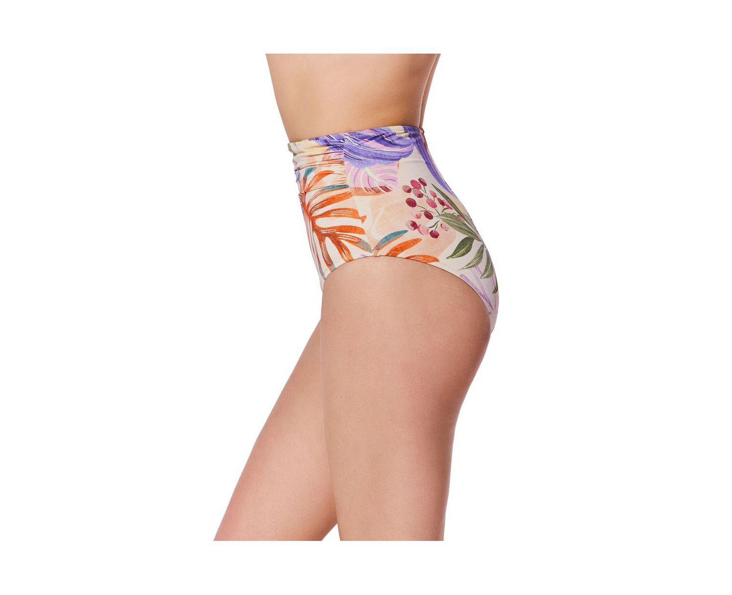 Women's Cherry Blossom Shirred High Waist Swim Bottom