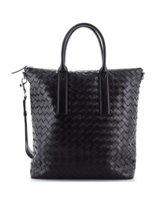 North South Convertible Zip Tote Intrecciato Leather