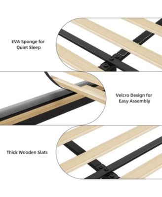 Bed Frame with Storage Headboard Upholstered Platform Drawers Charging Station No Box Spring