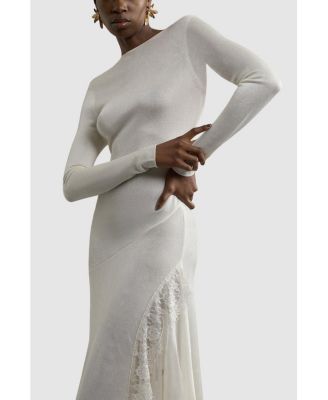 Women's Slinky Lace Asymmetric Maxi Dress