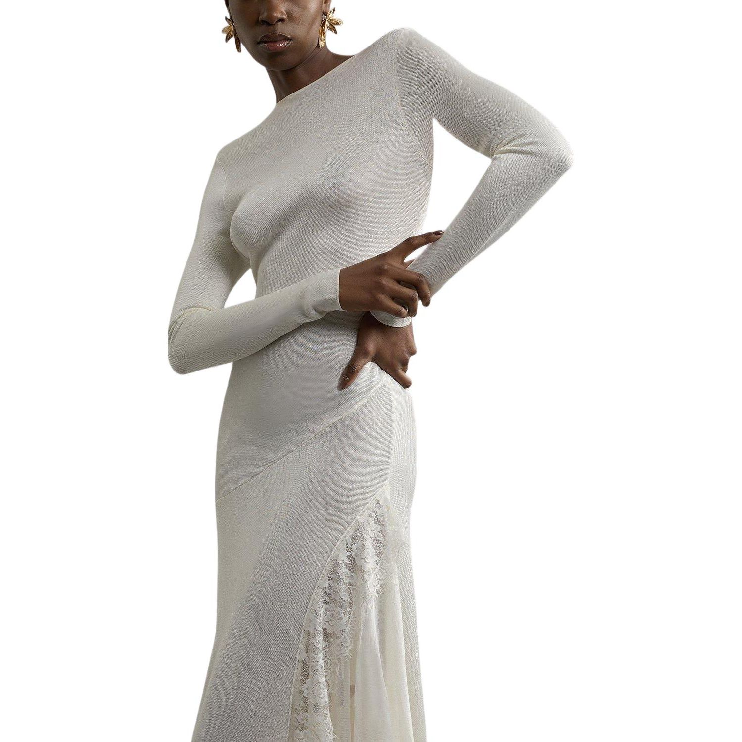 Women's Slinky Lace Asymmetric Maxi Dress