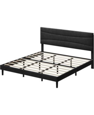 King Metal Platform Bed Frame with Victorian Style Headboard & Footboard, Wrought Iron Design, Underbed Storage